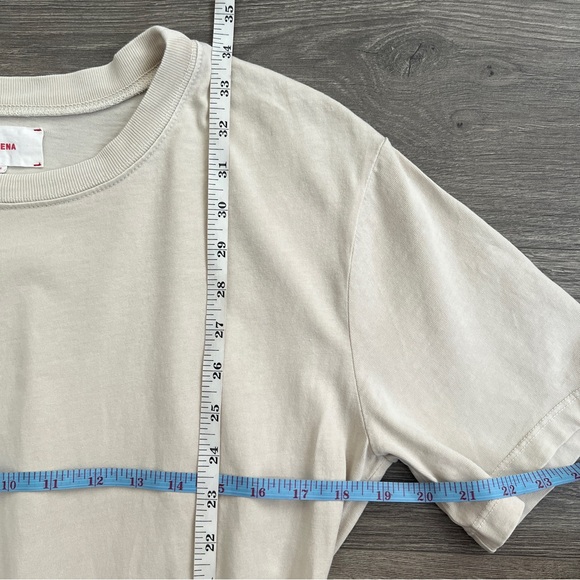 XIRENA Emme Tshirt Dress XS Cream Neutral Cotton Tie Waist Minimalist Resortwear - Picture 12 of 12